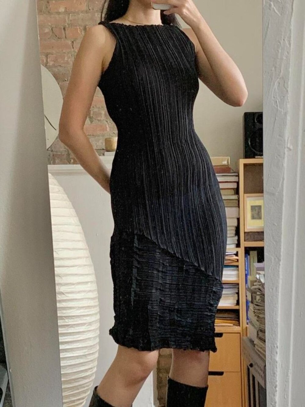 Issey Miyake Archive Stepped Pleated Tank Dress Black S - Picture 5 of 8